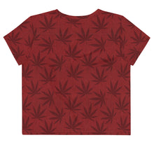 Load image into Gallery viewer, Righteous Bud&#39;s Red Cannabis All-Over Print Crop T-Shirt