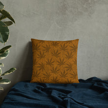 Load image into Gallery viewer, Righteous Bud&#39;s Brown Cannabis Leaf Accent Pillow
