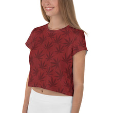 Load image into Gallery viewer, Righteous Bud&#39;s Red Cannabis All-Over Print Crop T-Shirt