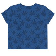 Load image into Gallery viewer, Righteous Bud&#39;s Blue Cannabis All-Over Print Crop T-Shirt