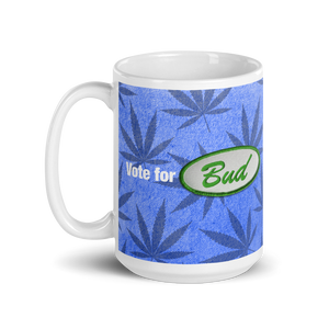 Vote for Bud Blue Denim Green Patch Mug