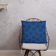 Load image into Gallery viewer, Righteous Bud&#39;s Blue Cannabis Leaf Basic Pillow