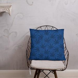 Righteous Bud's Blue Cannabis Leaf Basic Pillow