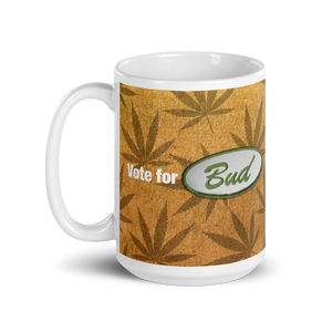 Vote for Bud Mug Brown Leaf / Gold Hemp
