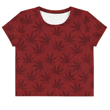 Load image into Gallery viewer, Righteous Bud&#39;s Red Cannabis All-Over Print Crop T-Shirt