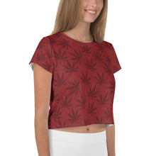 Load image into Gallery viewer, Righteous Bud&#39;s Red Cannabis All-Over Print Crop T-Shirt