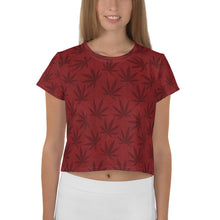 Load image into Gallery viewer, Righteous Bud&#39;s Red Cannabis All-Over Print Crop T-Shirt