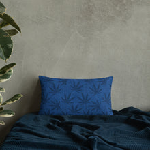 Load image into Gallery viewer, Righteous Bud&#39;s Blue Cannabis Leaf Basic Pillow