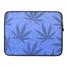Load image into Gallery viewer, Righteous Bud&#39;s Blue Cannabis Leaf Laptop Sleeve