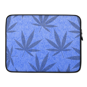 Righteous Bud's Blue Cannabis Leaf Laptop Sleeve