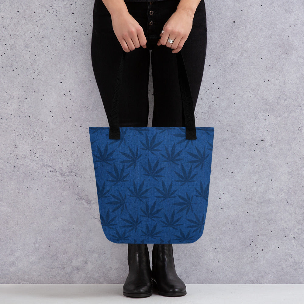 Righteous Bud's Blue Cannabis Leaf Tote Bag