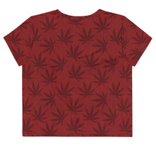 Load image into Gallery viewer, Righteous Bud&#39;s Red Cannabis All-Over Print Crop T-Shirt