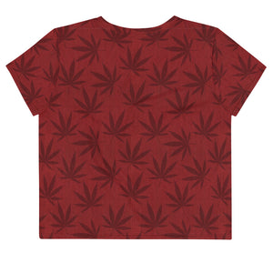 Righteous Bud's Red Cannabis All-Over Print Crop T-Shirt