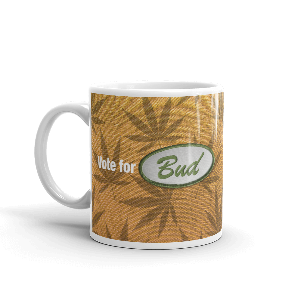 Vote for Bud Mug Brown Leaf / Gold Hemp