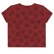 Load image into Gallery viewer, Righteous Bud&#39;s Red Cannabis All-Over Print Crop T-Shirt