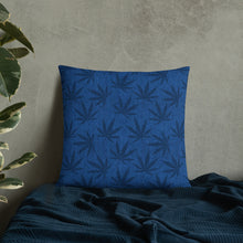 Load image into Gallery viewer, Righteous Bud&#39;s Blue Cannabis Leaf Basic Pillow