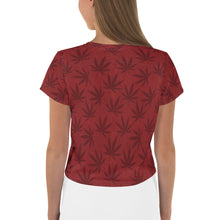 Load image into Gallery viewer, Righteous Bud&#39;s Red Cannabis All-Over Print Crop T-Shirt