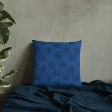 Load image into Gallery viewer, Righteous Bud&#39;s Blue Cannabis Leaf Basic Pillow
