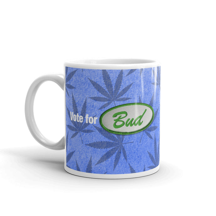 Vote for Bud Blue Denim Green Patch Mug